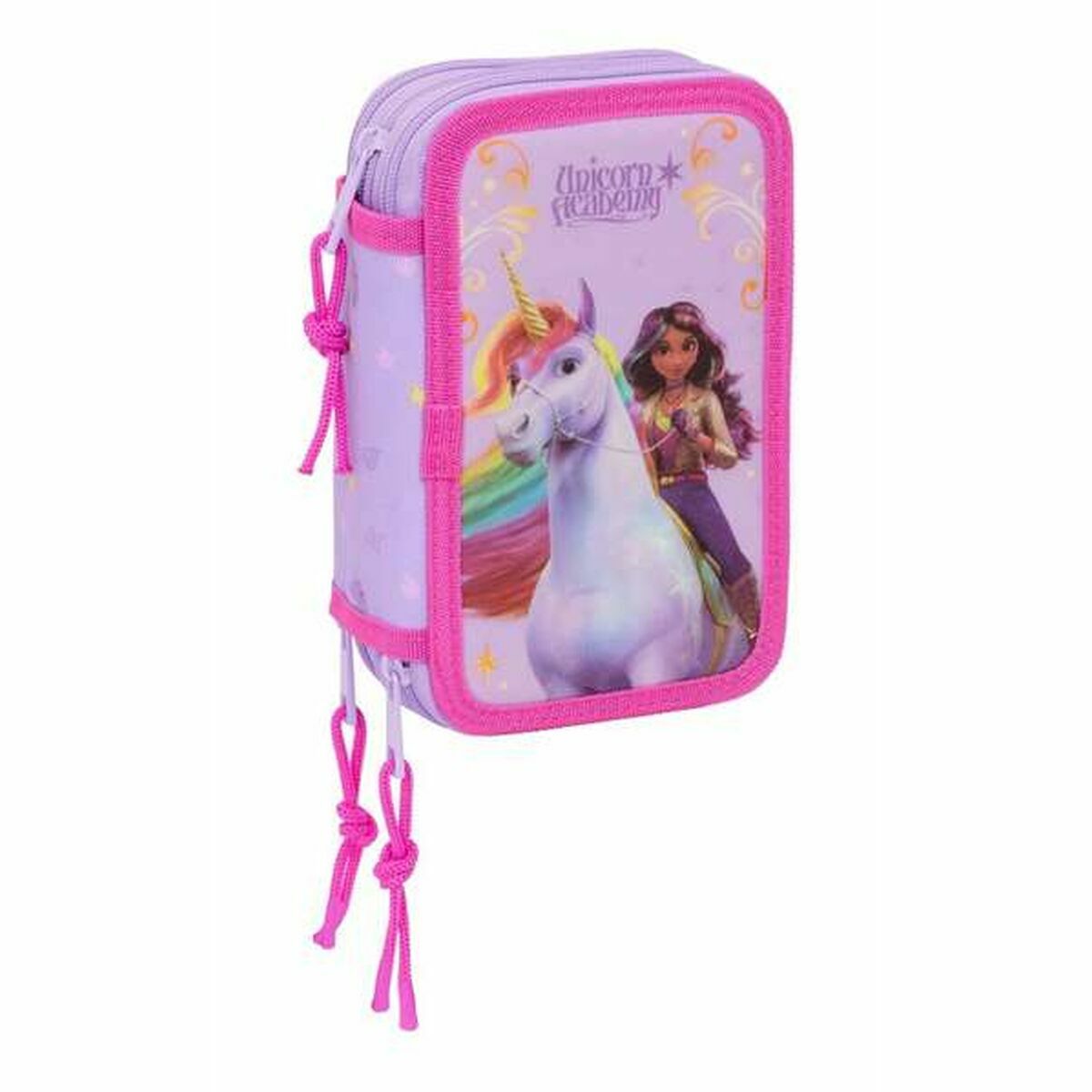 Penar Triplu Unicorn Academy Liliachiu 12,5 x 19,5 x 5,5 cm 37 Piese
