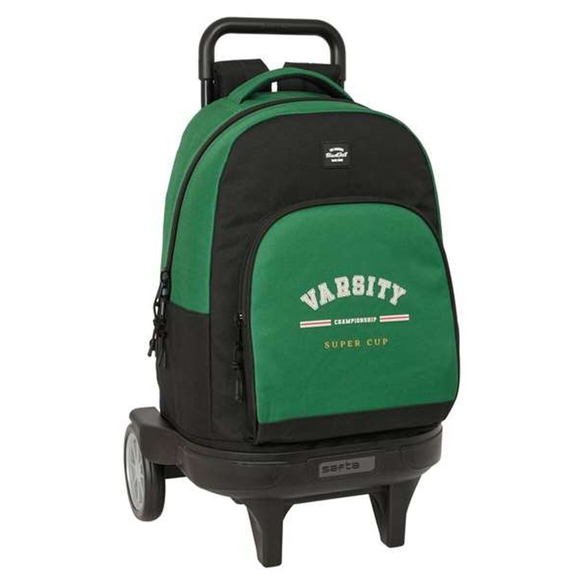 Ghiozdan cu Roți BlackFit8 Varsity Negru Verde 33 x 45 x 22 cm