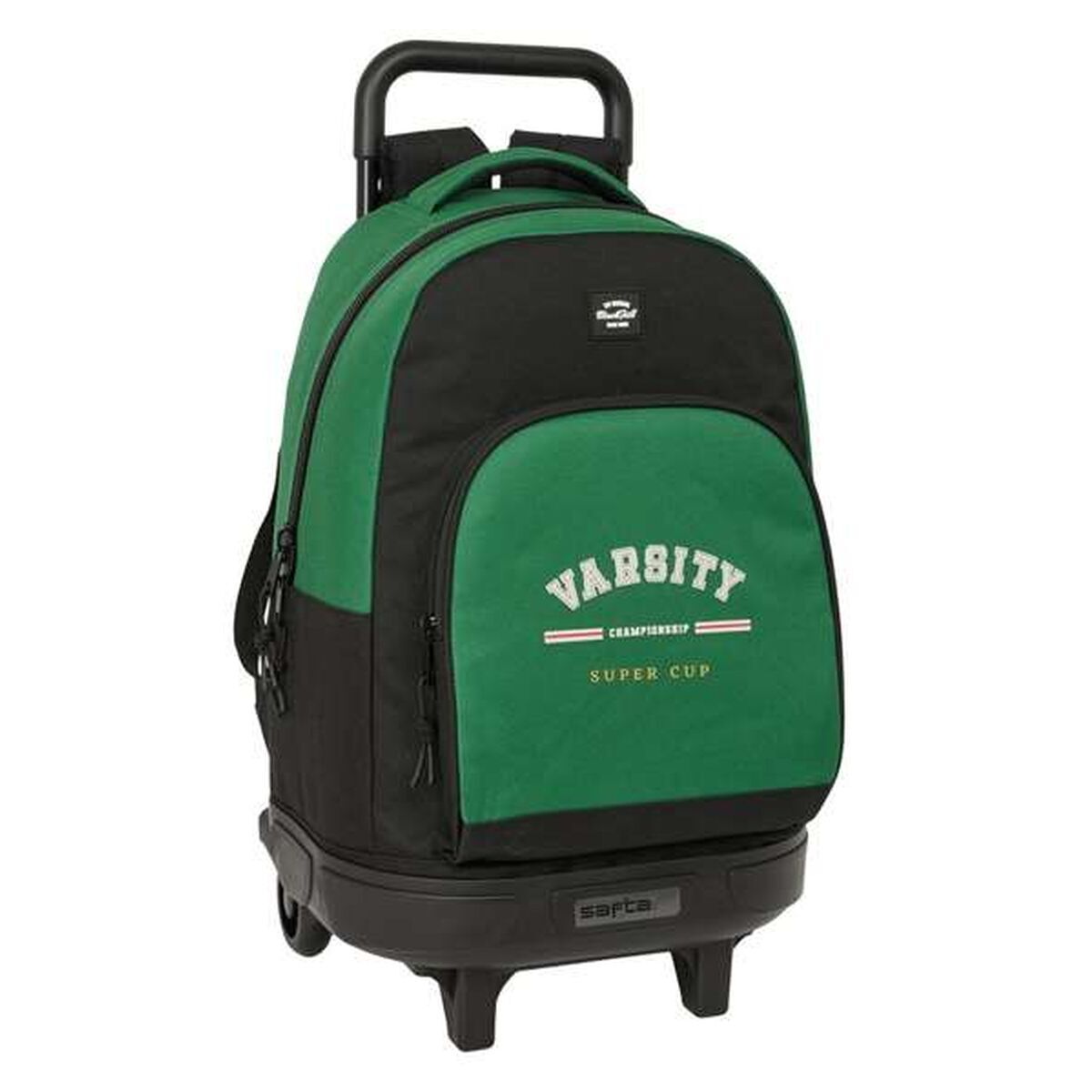 Ghiozdan cu Roți BlackFit8 Varsity Negru Verde 33 x 45 x 22 cm