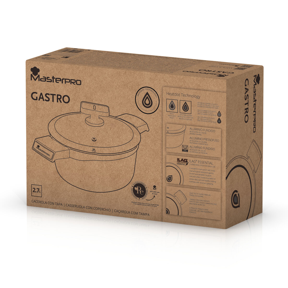 Caserolă Cu Capac Masterpro GASTRO REECO MP Negru