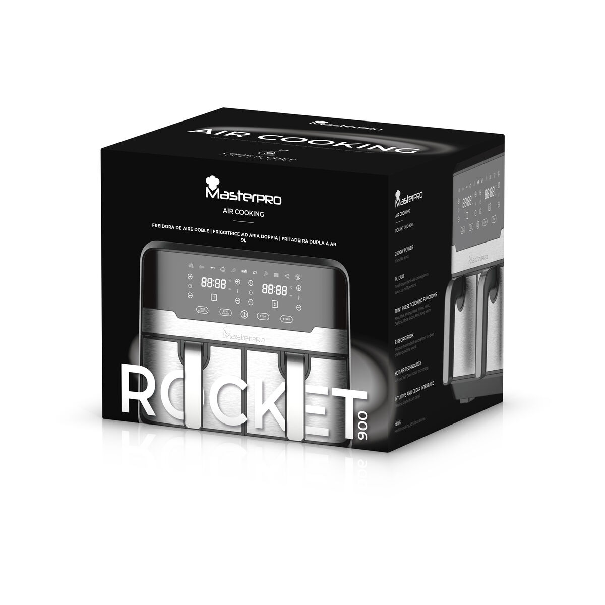 Friteuză cu Aer Masterpro Rocket Duo 900 2400 W 9 L Negru