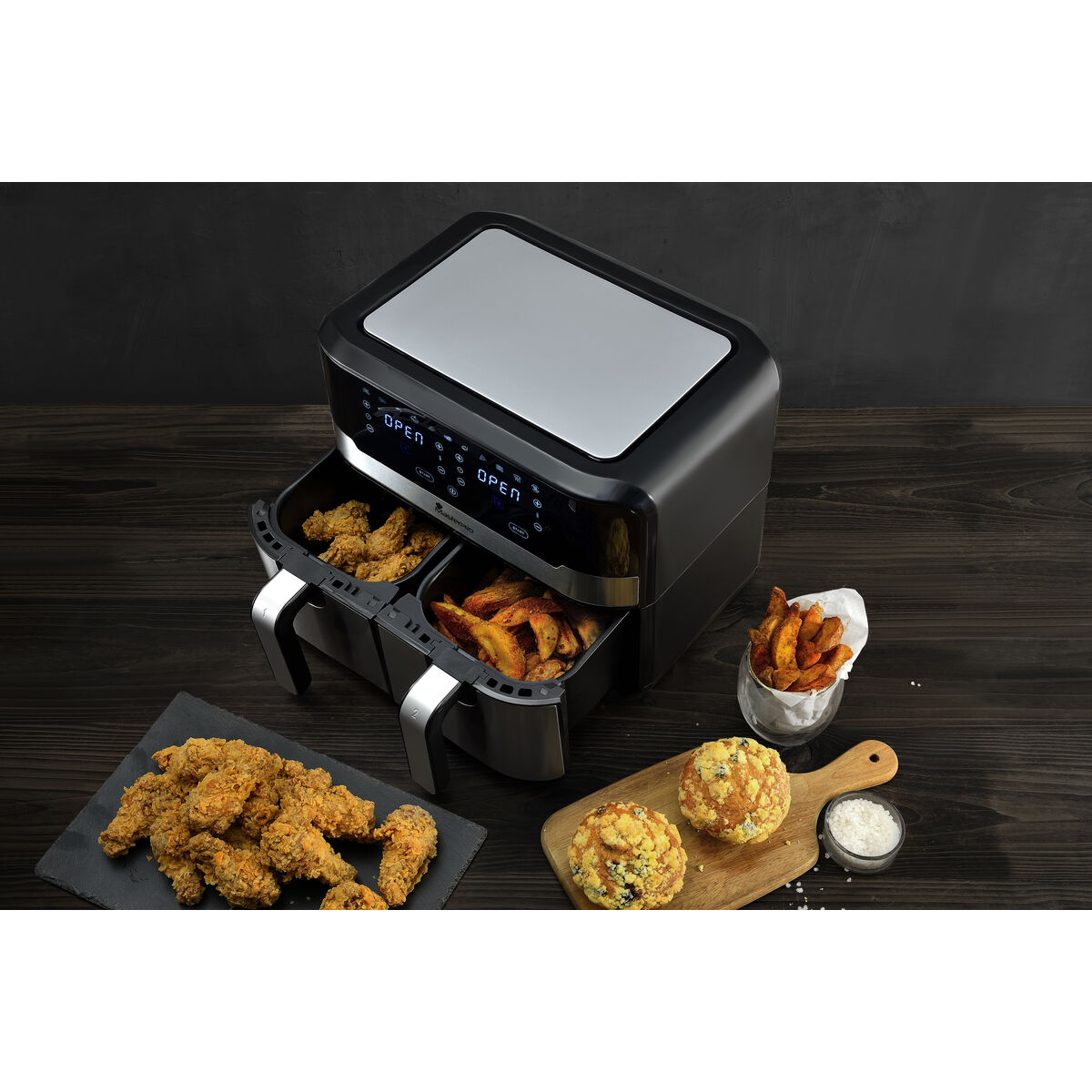 Friteuză cu Aer Masterpro Rocket Duo 900 2400 W 9 L Negru