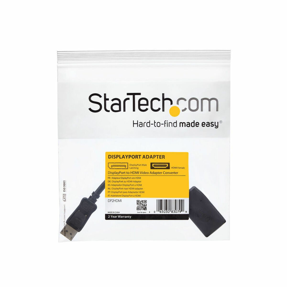 Adaptor DisplayPort la HDMI Startech DP2HDMI              Negru