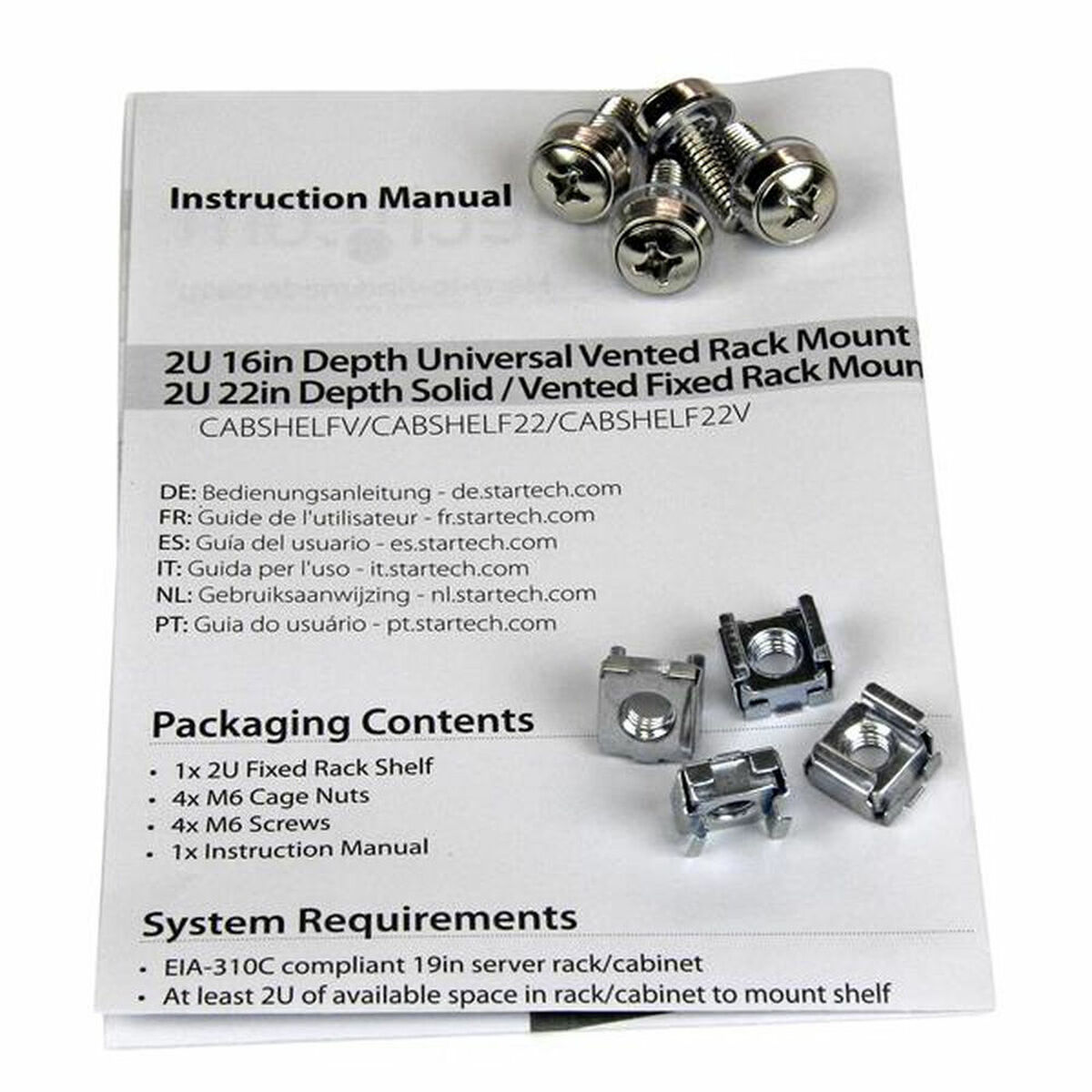 Tavă Fixă pentru Dulap Rack Startech CABSHELF22