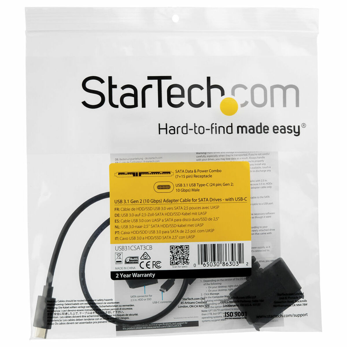 Adaptor USB la SATA pentru Hard Disk Startech USB31CSAT3CB 2.5"
