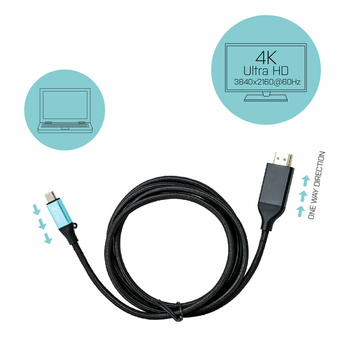 Cablu USB-C la HDMI i-Tec C31CBLHDMI60HZ2M Negru 2 m 4K Ultra HD