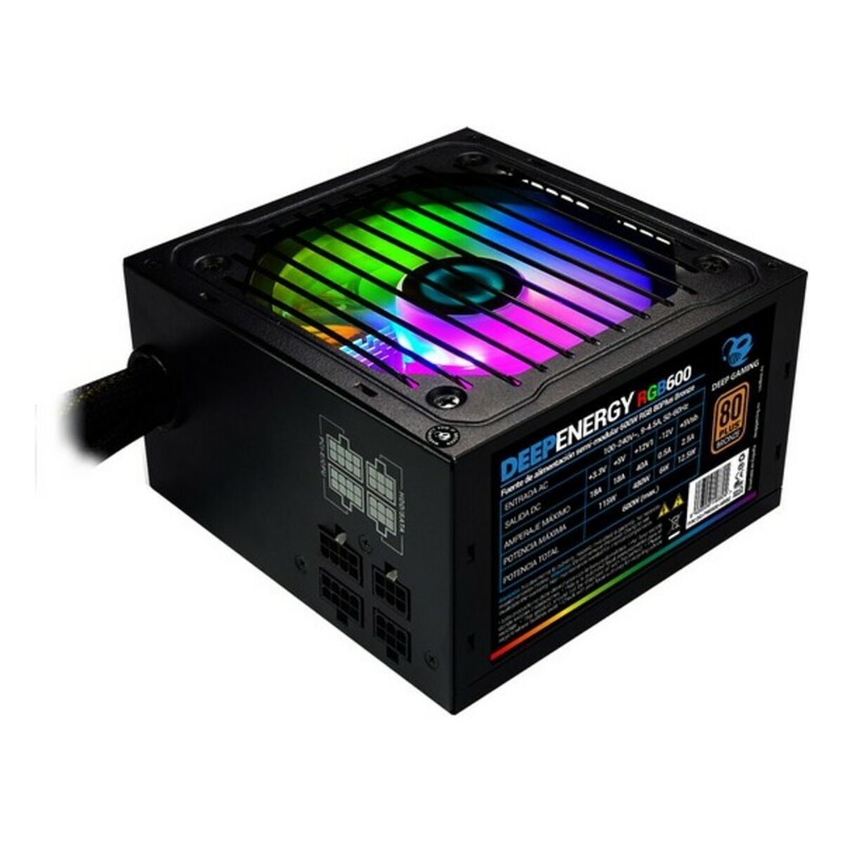 Sursă de Alimentare CoolBox DG-PWS600-MRBZ ATX 600W RGB Negru Ø 12 cm x 1