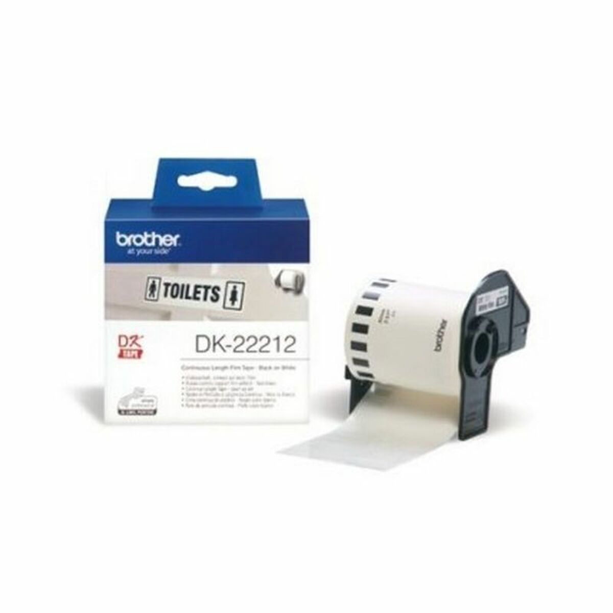 Bandă Continuă Brother DK22212 Negru/Alb Alb