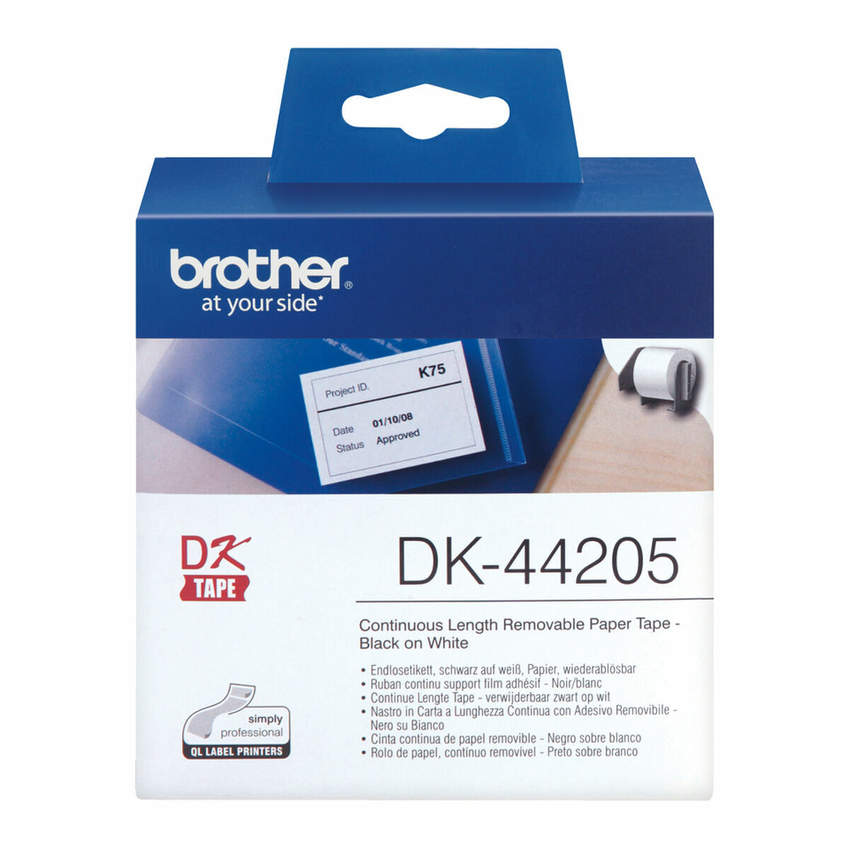 Etichete pentru Imprimantă Brother DK-44205 62 mm x 15,24 m Alb Negru/Alb (2 Unități)