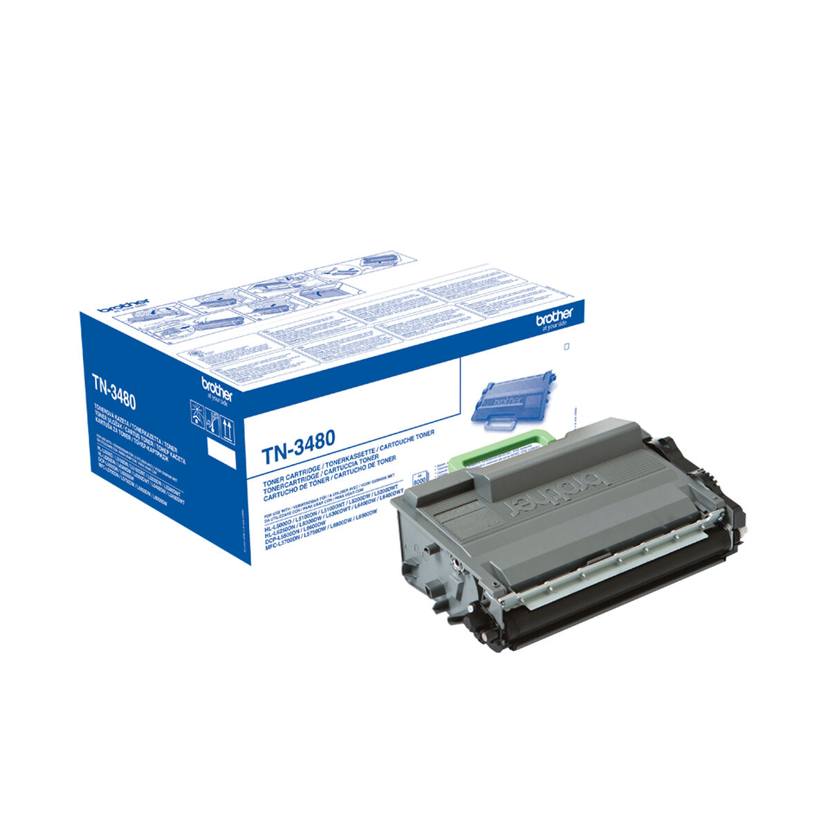 Toner Original Brother TN-3480 Negru (2 Unități)