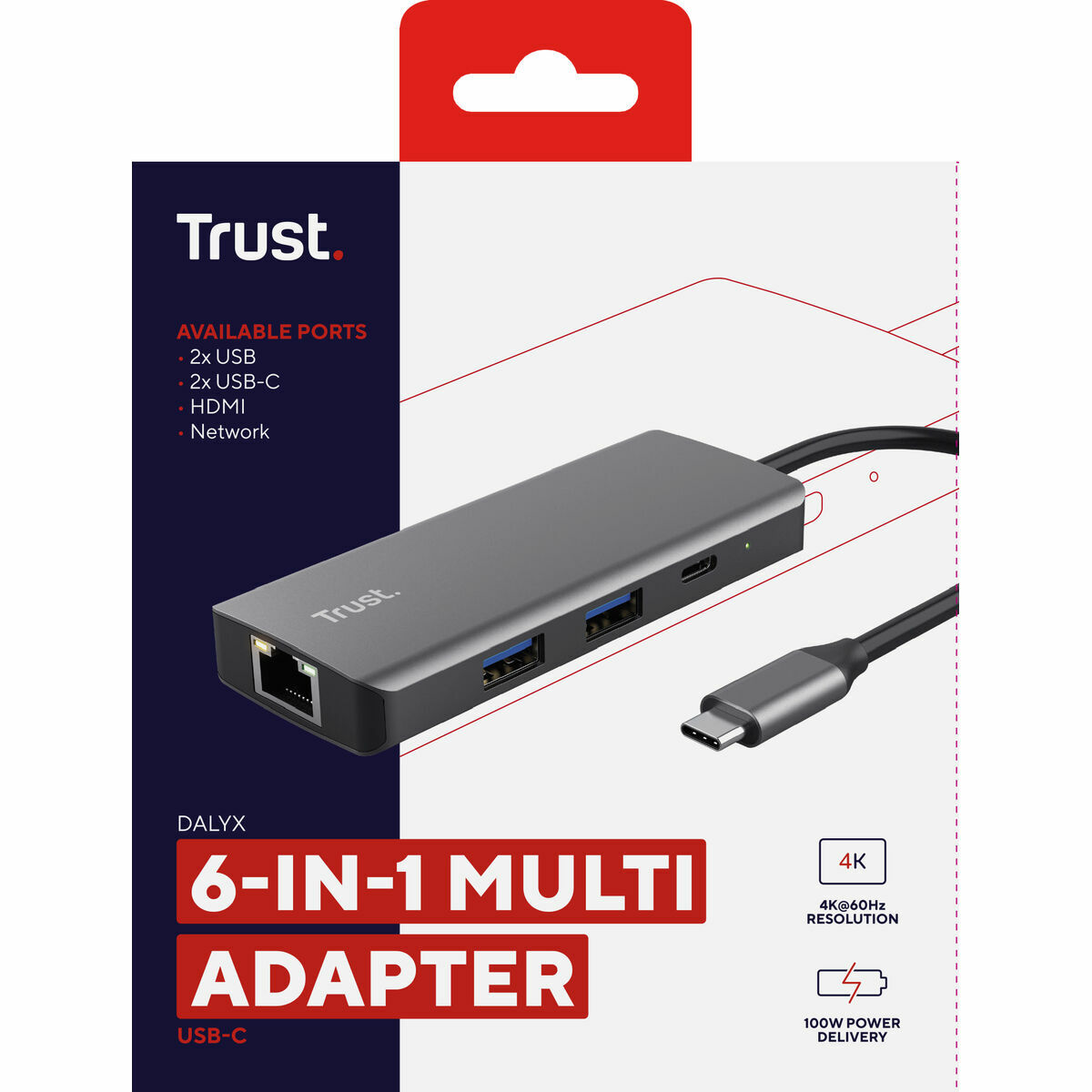 Hub USB Trust 24968 Argintiu (1 Unități)