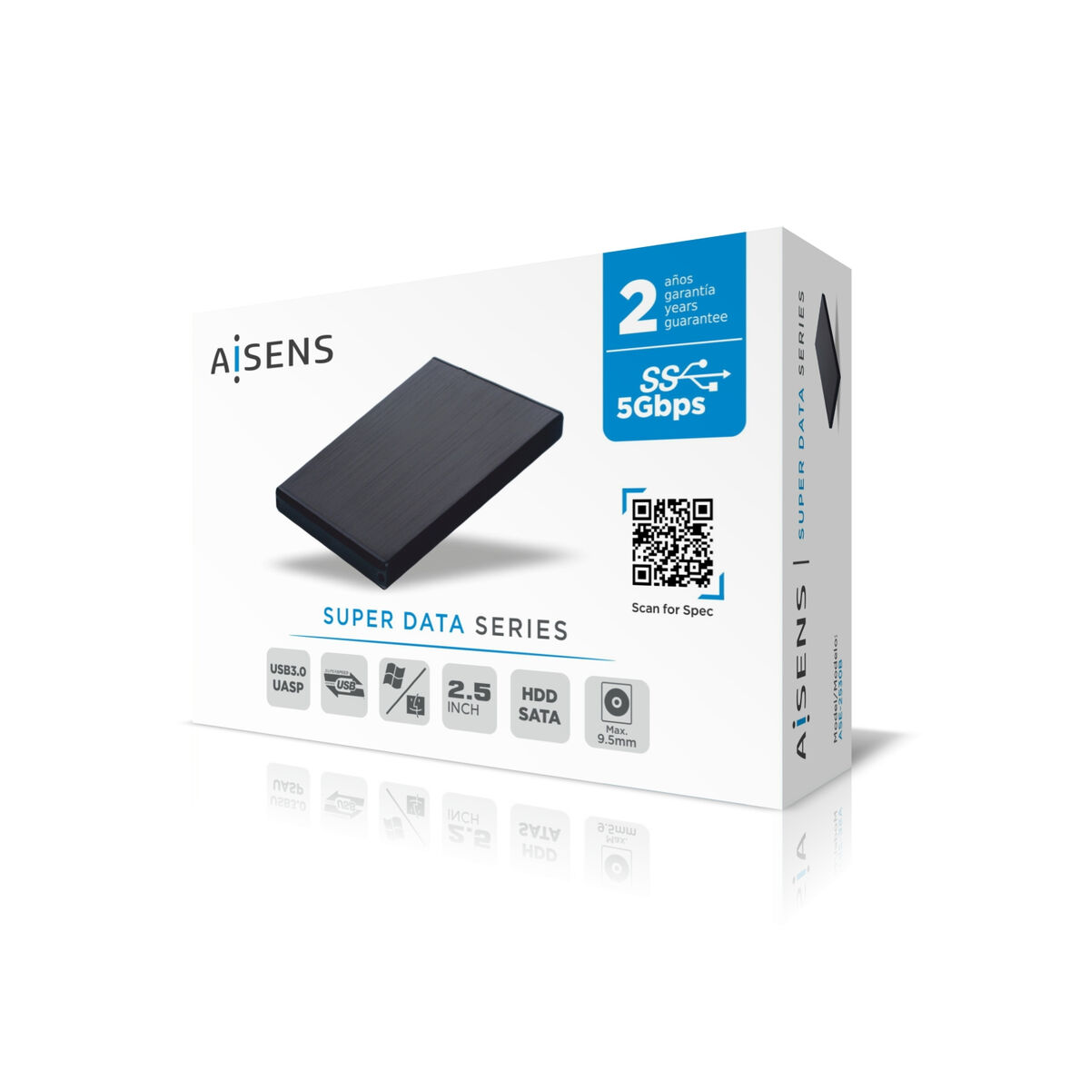 Cutie Externă Aisens ASE-2530B Negru 2,5" USB 3.1