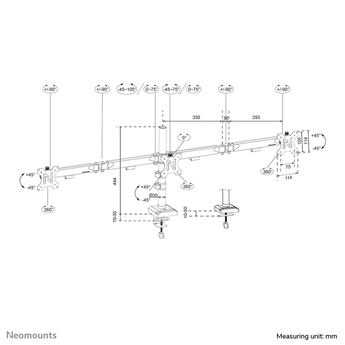 Suport de Masă pentru Ecran Neomounts DS60-600BL3 10" 27"
