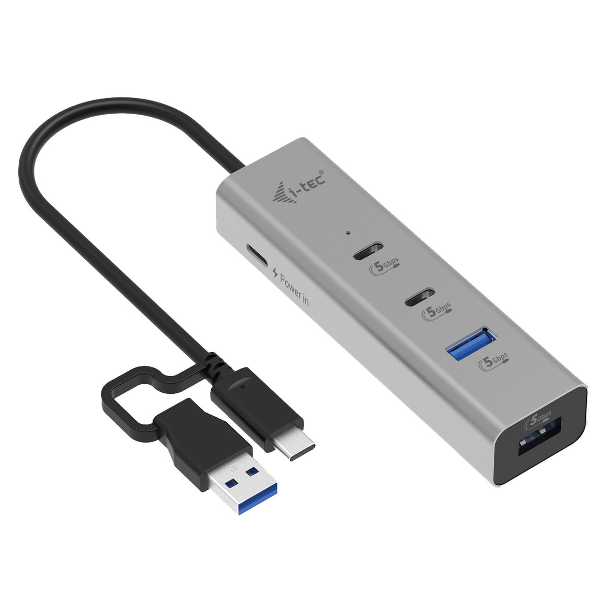 Hub USB i-Tec CAHUBMETAL2A2CPD Argintiu