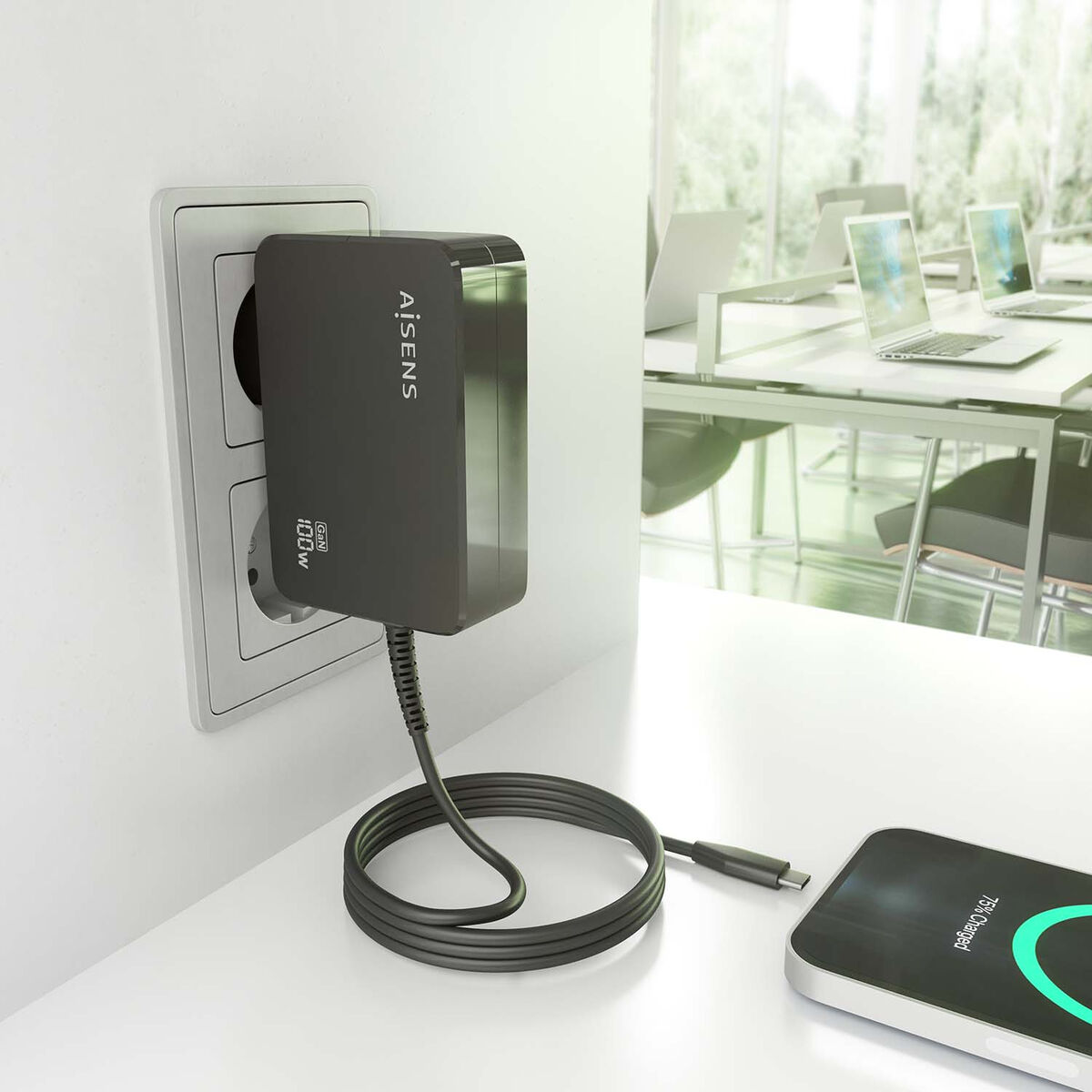 Încărcător pentru Laptop Aisens ASCH-1PD100WL50-BK 1,8 m