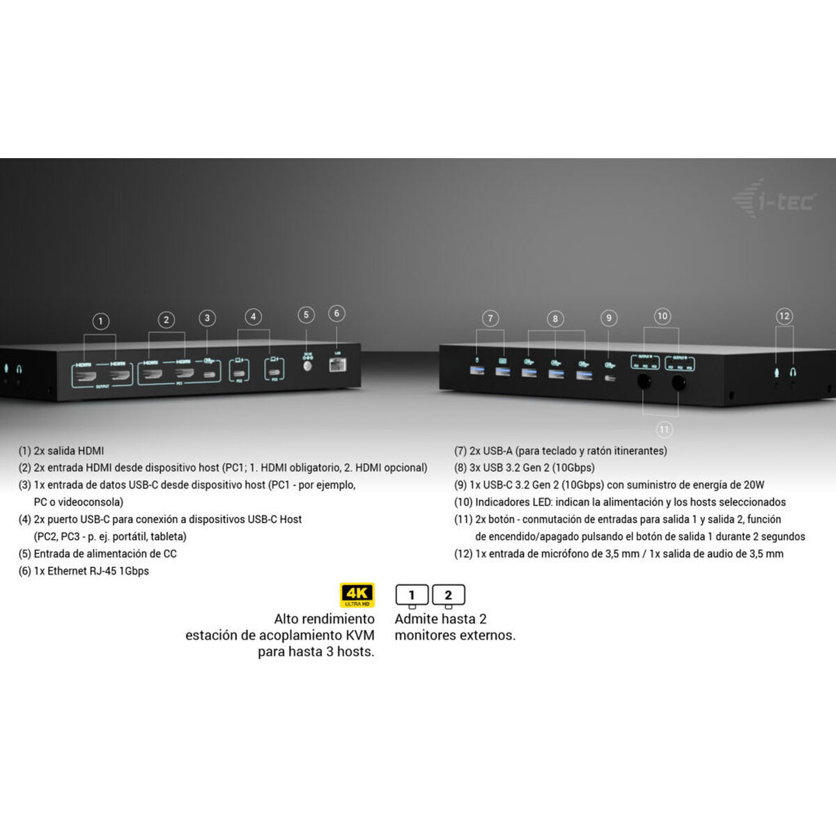 Hub USB i-Tec C31KVMDOCKPDPRO Negru