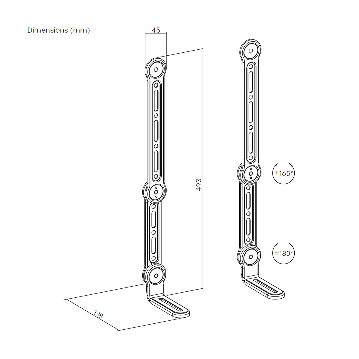 Suport reglabil Aisens SPK03U-375 Negru