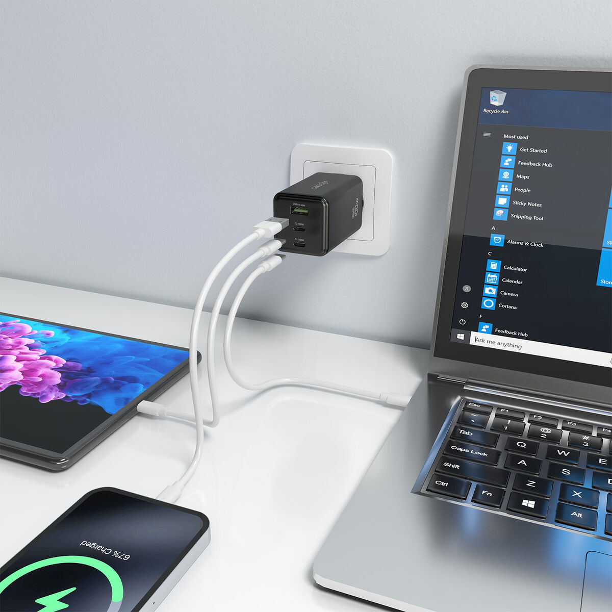 Încărcător de Perete Aisens GAN Negru 100 W