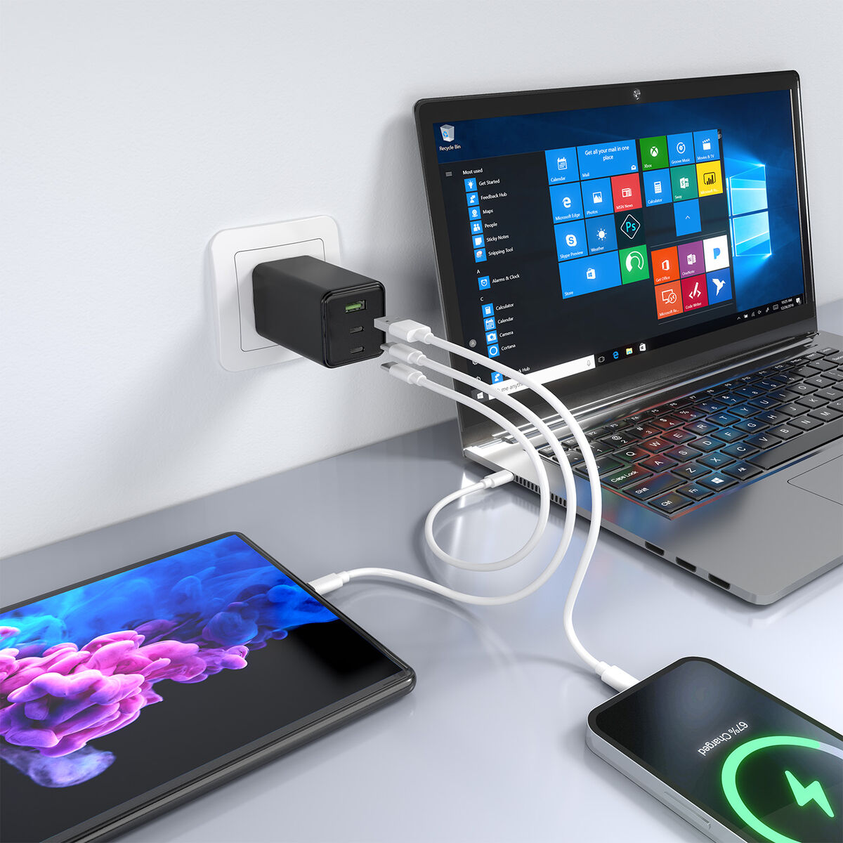 Încărcător de Perete Aisens GAN Negru 100 W