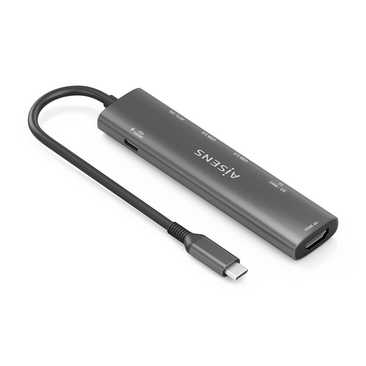 Hub USB Aisens 7 EN 1 Gri 100 W