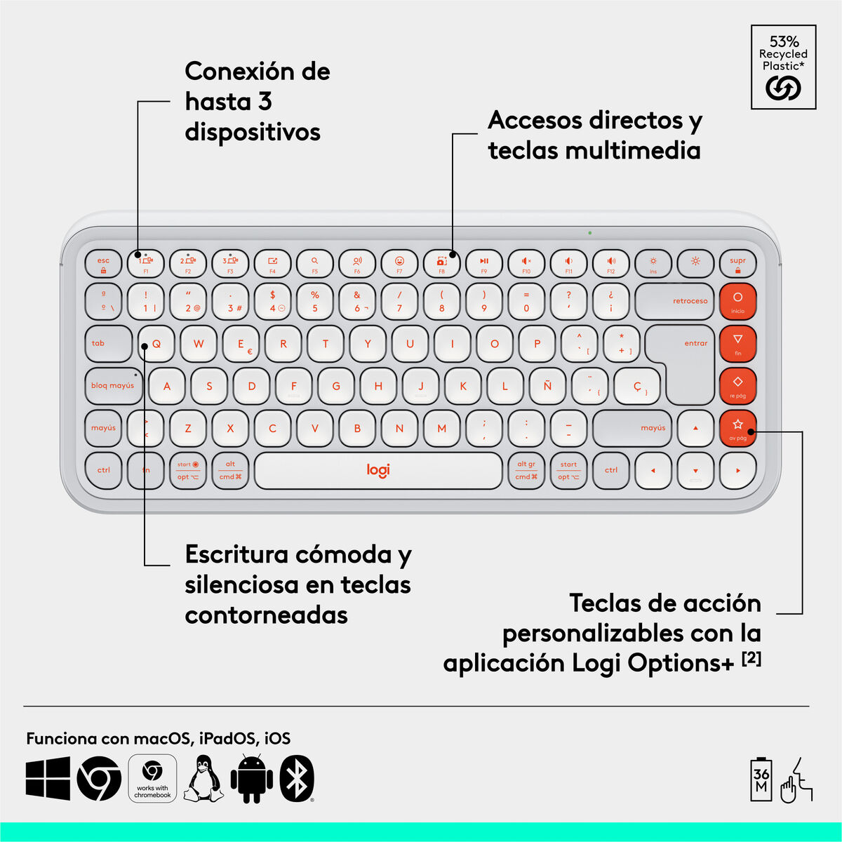 Tastatură Logitech 920-013069 Alb Portocaliu