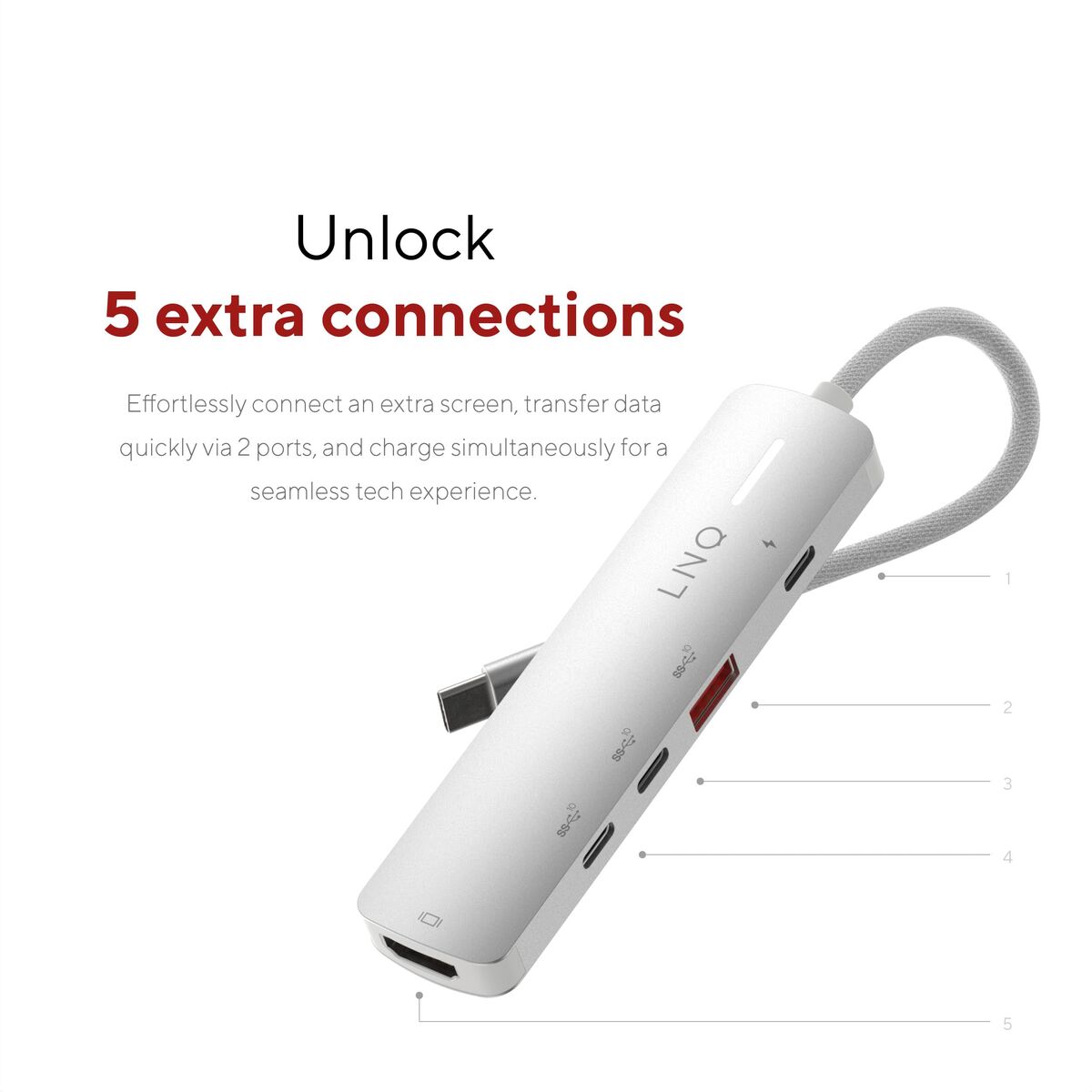 Hub USB Linq Byelements LQ49051 Alb Gri