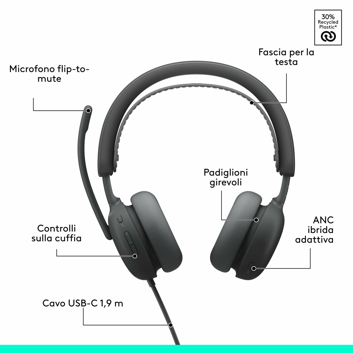 Căști Logitech 981-001498 Grafit