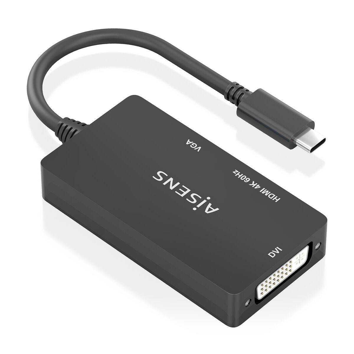 Adaptor USB-C la VGA/HDMI/DVI Aisens A109-0954 Negru 15 cm