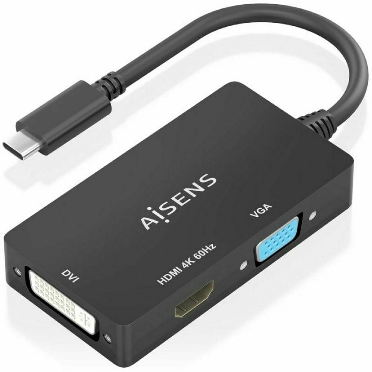 Adaptor USB-C la VGA/HDMI/DVI Aisens A109-0954 Negru 15 cm