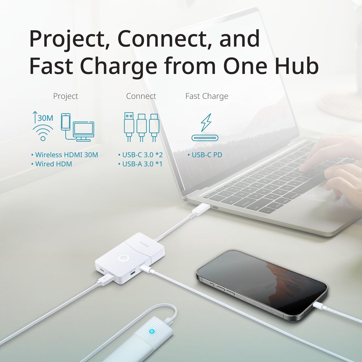 Hub USB D-Link DUP-501 Alb