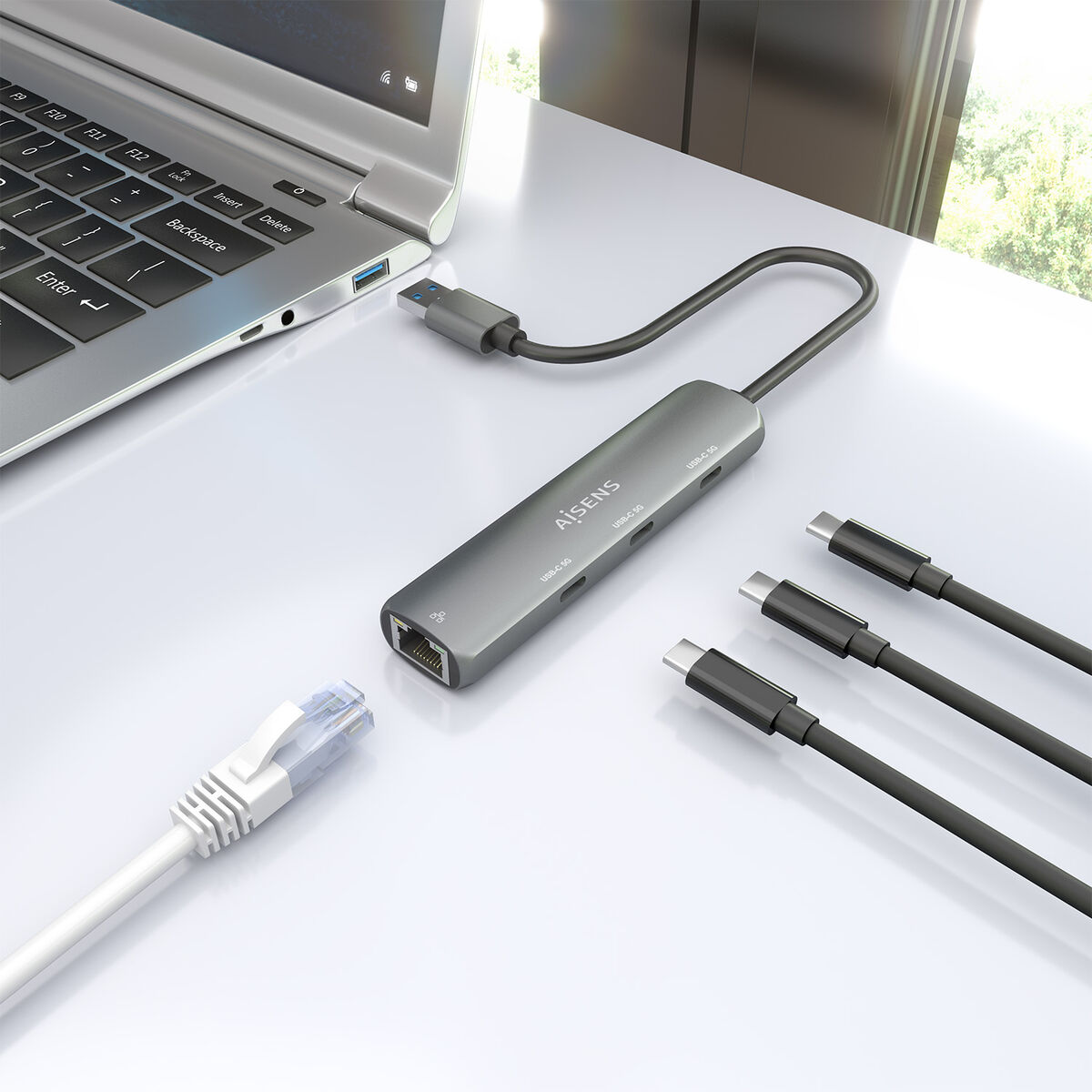 Hub USB Aisens ASUC-4P037-GR Gri