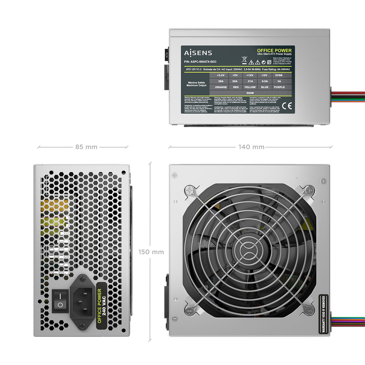 Sursă de Alimentare Aisens ASPC-500ATX-SEO ATX 500 W 50 W