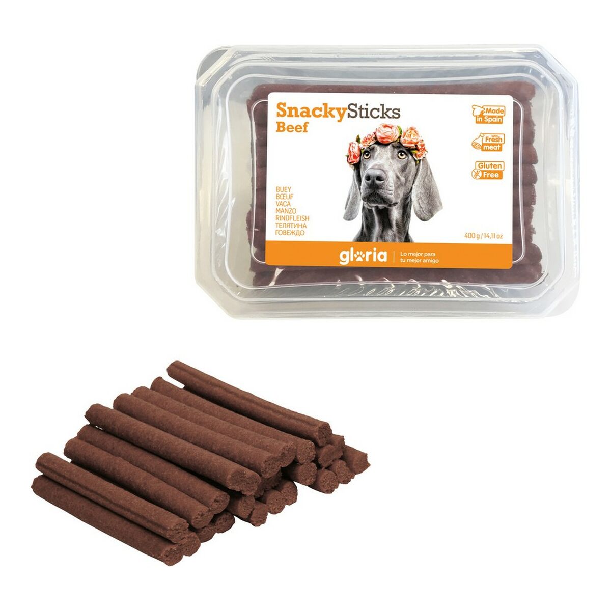 Gustare pentru câini Gloria Snackys Sticks Bou Bare mici