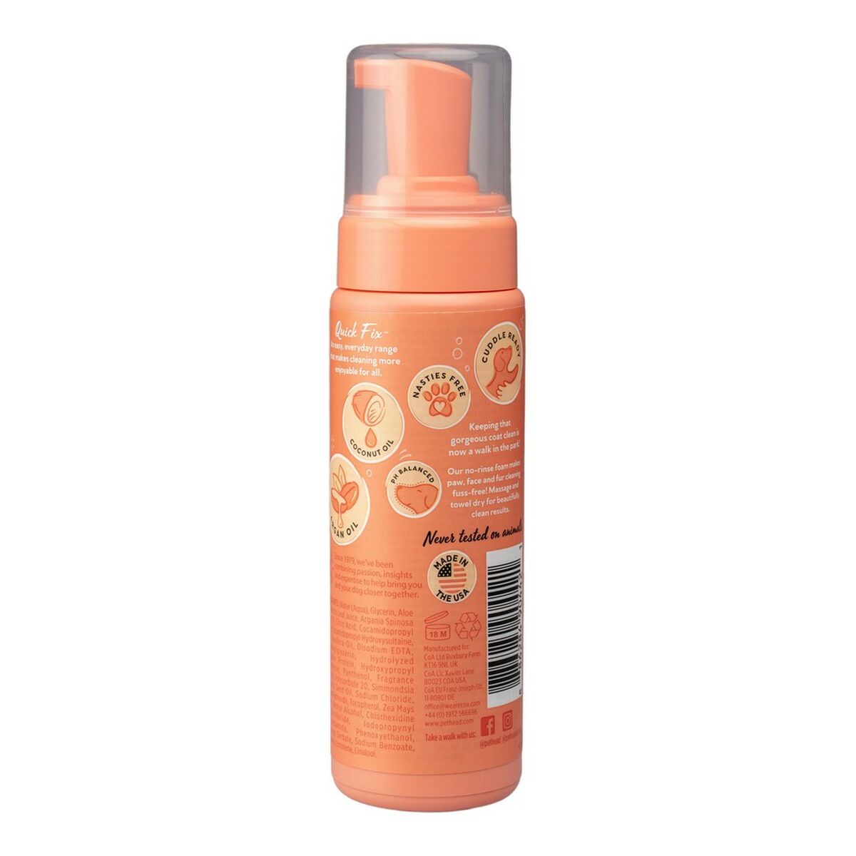 Spumă de Curățare Pet Head Quick Fix Piersică 200 ml Câine