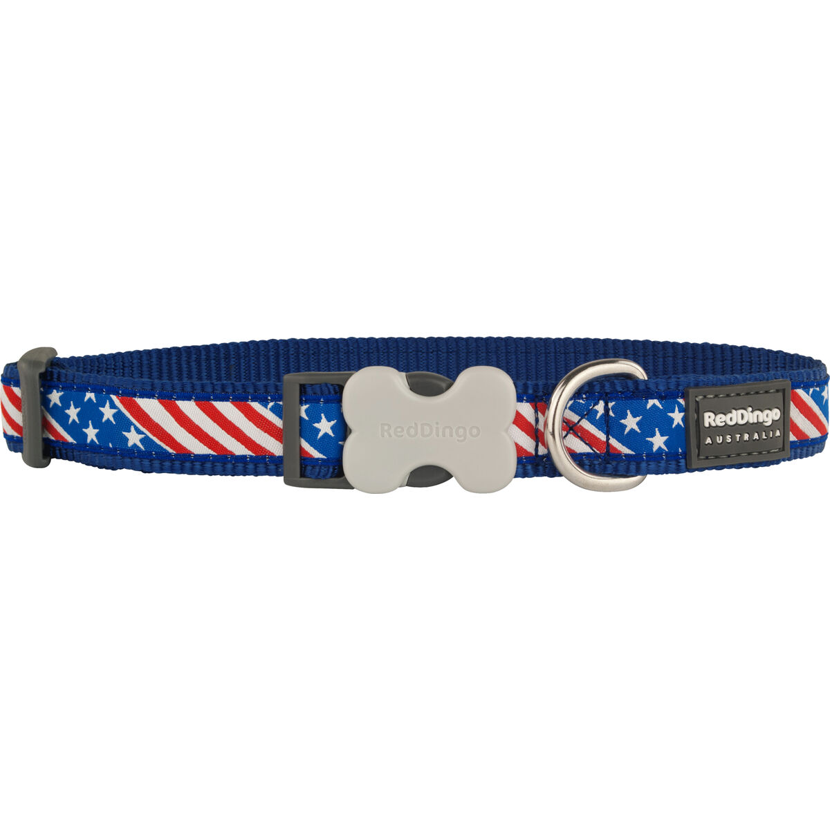 Zgardă pentru câini Red Dingo STYLE US FLAG 15 mm x 24-36 cm