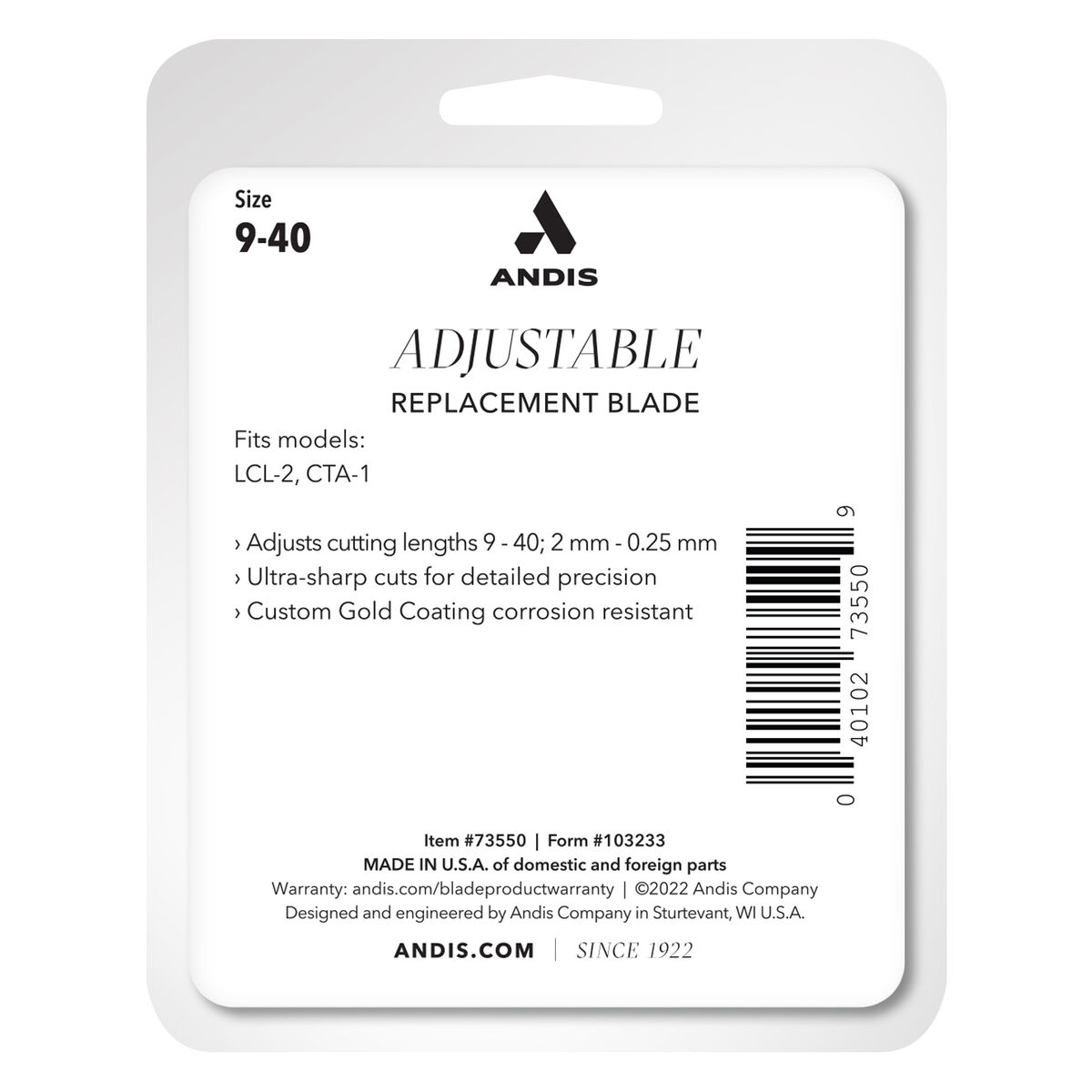 Lame de ras Andis Gold