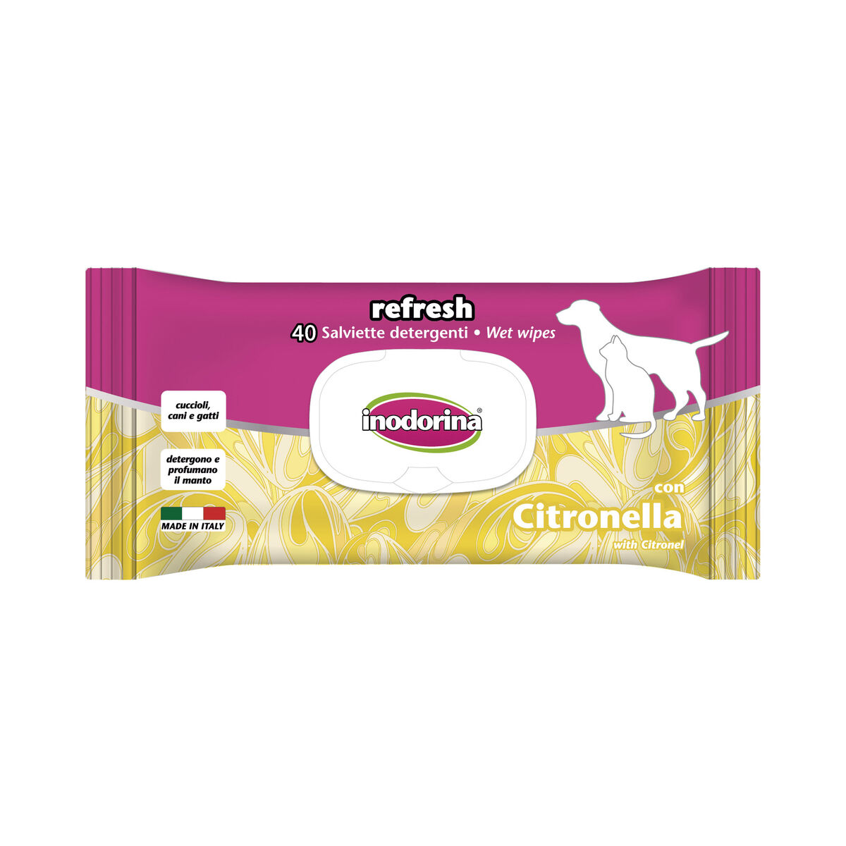Șervețele umede pentru animale de companie Inodorina REFRESH Citronela