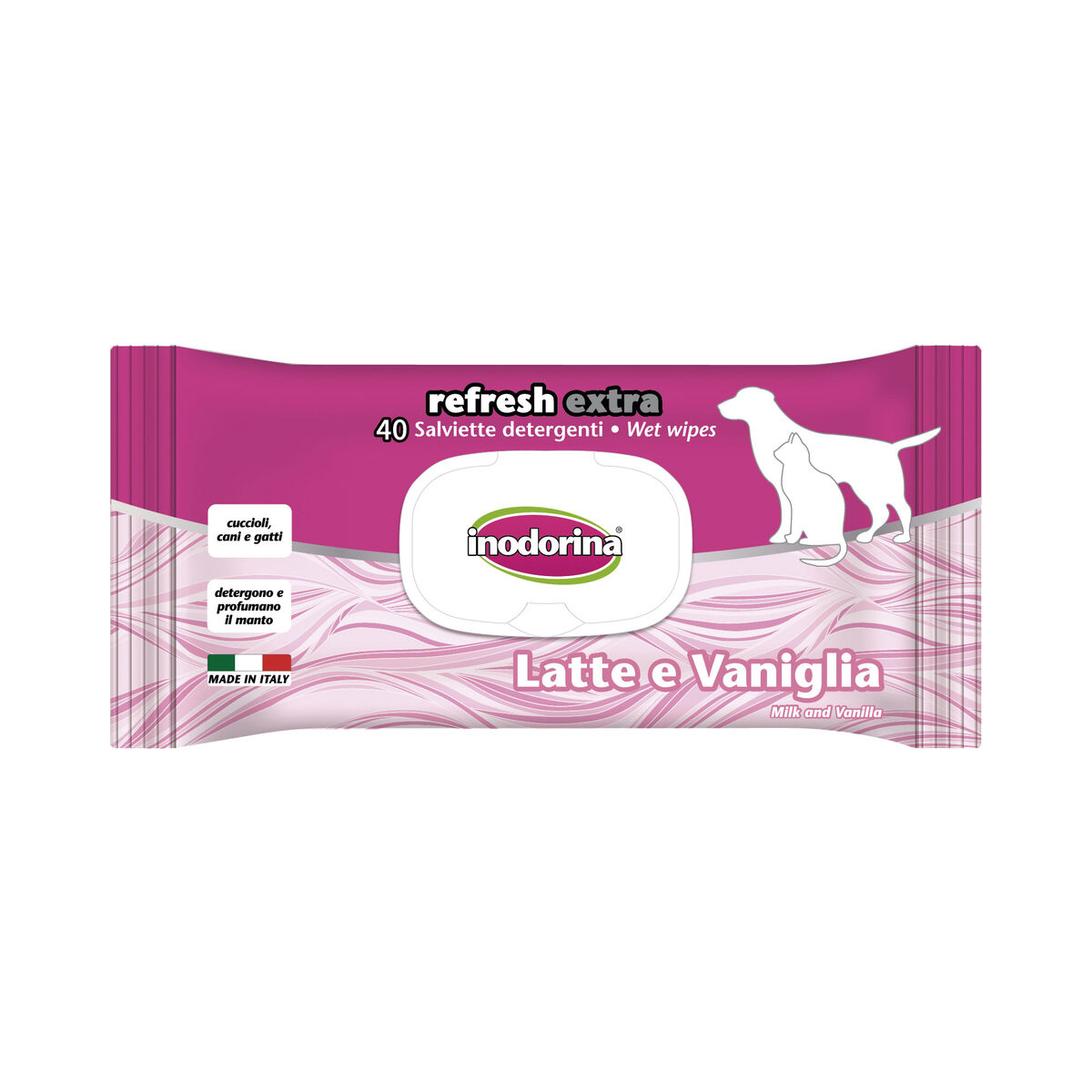 Șervețele umede pentru animale de companie Inodorina REFRESH EXTRA Vanilie