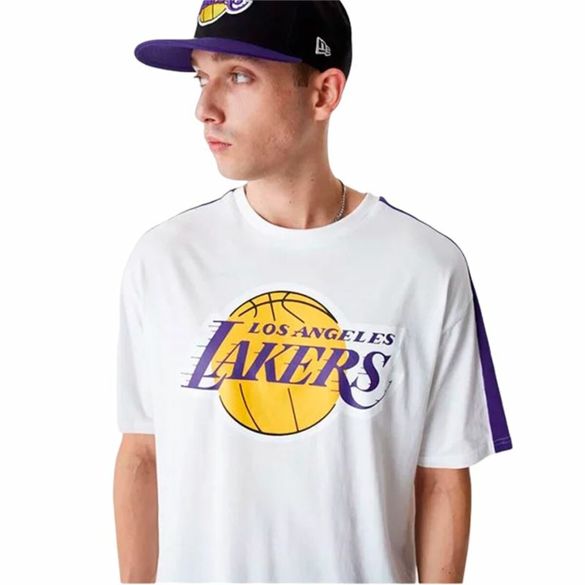 Tricou cu Mânecă Scurtă Bărbați New Era NBA Colour Block LA Lakers Alb