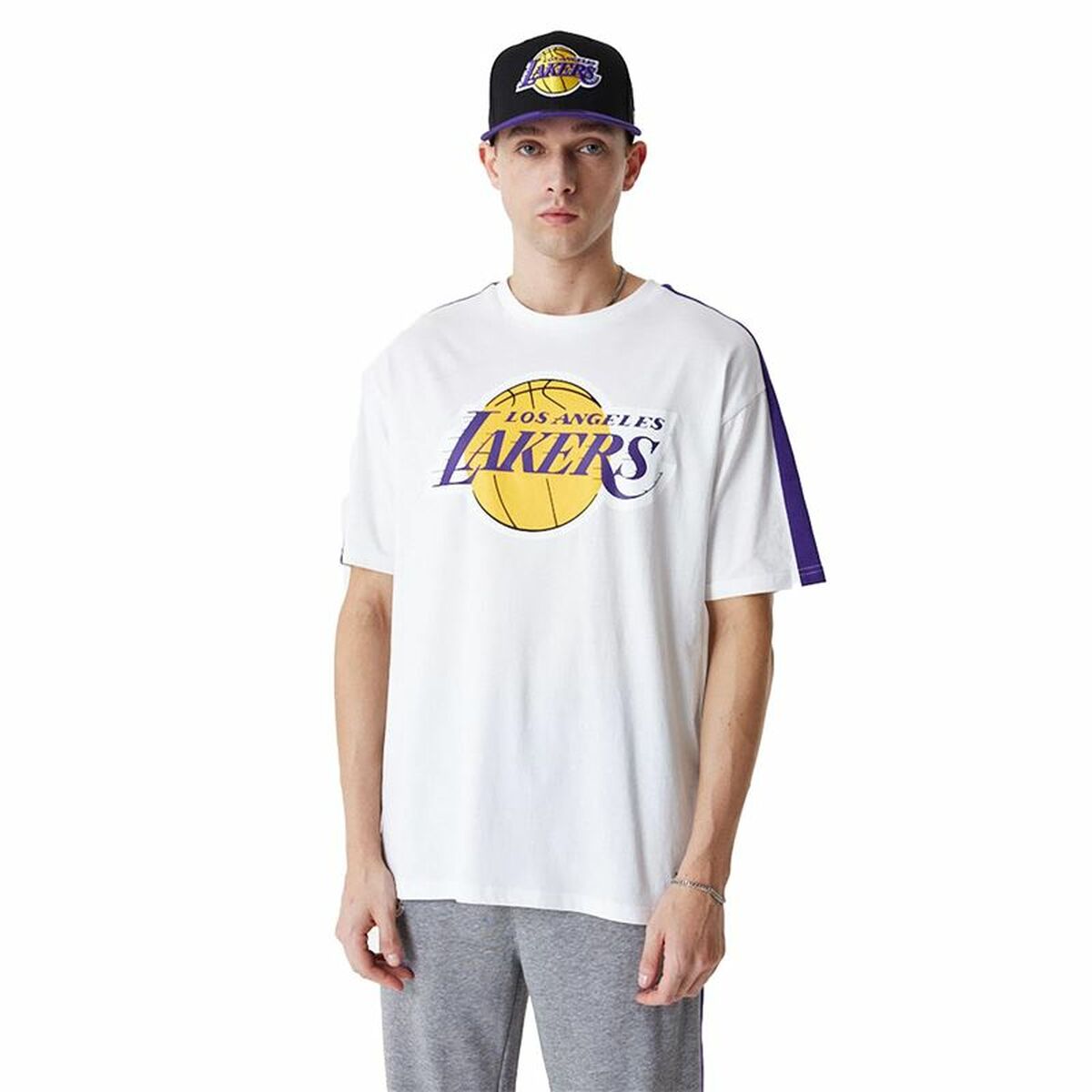 Tricou cu Mânecă Scurtă Bărbați New Era NBA Colour Block LA Lakers Alb