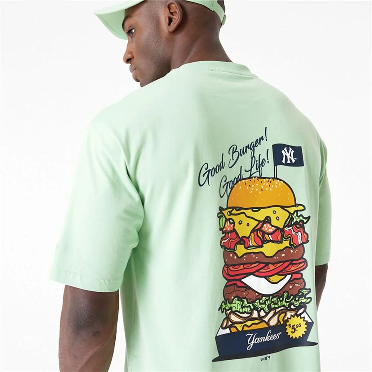 Tricou cu Mânecă Scurtă Bărbați New Era New York Yankees MLB Burger Verde
