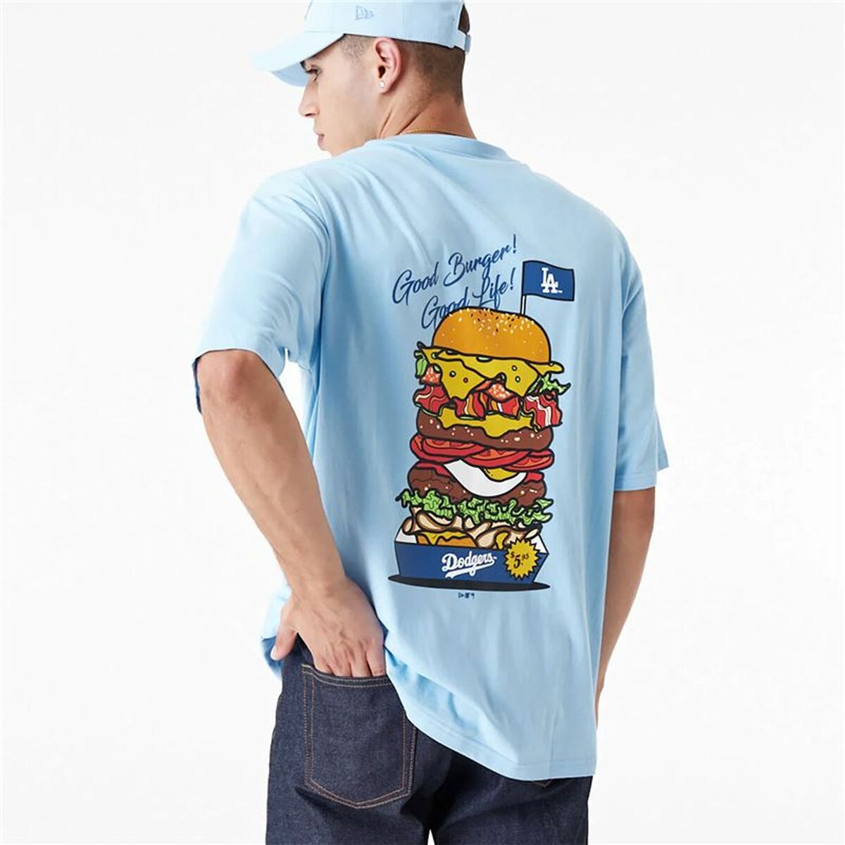 Tricou cu Mânecă Scurtă Bărbați New Era LA Dodgers MLB Burger Albastru