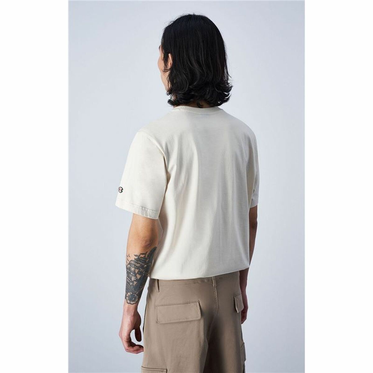 Tricou cu Mânecă Scurtă Bărbați Champion Crewneck Bej
