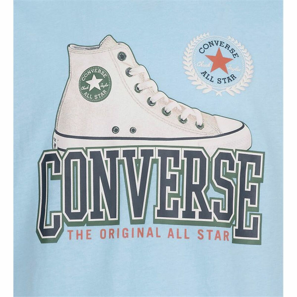 Tricou cu Mânecă Scurtă pentru Copii Converse Script Sneaker Gfx Albastru celest