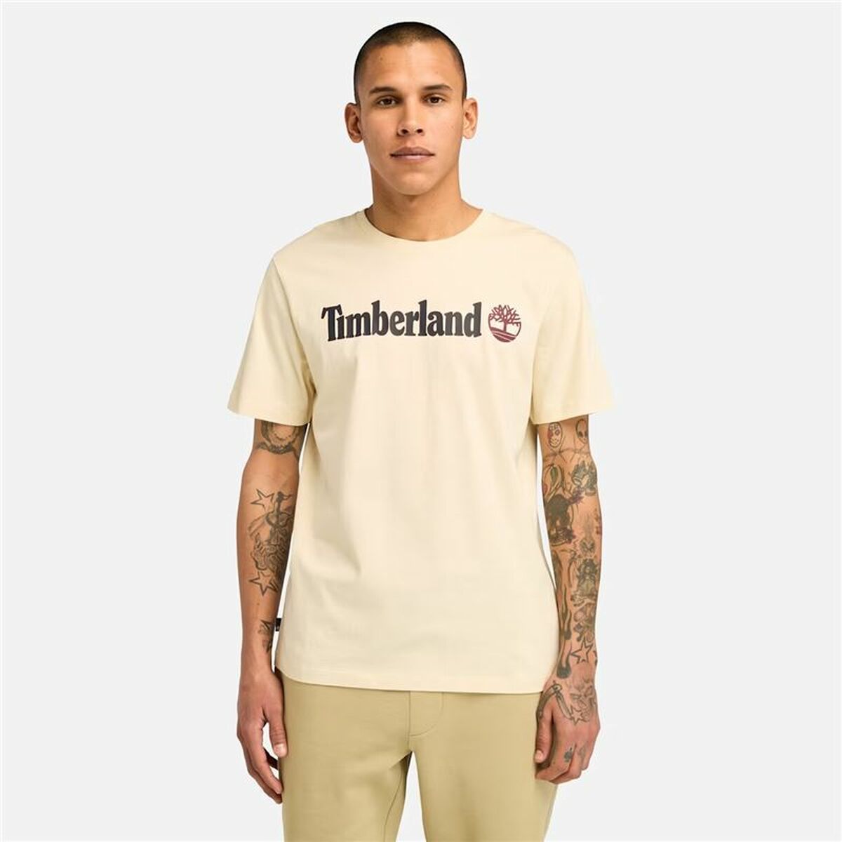 Tricou cu Mânecă Scurtă Bărbați Timberland Kennebec River Linear Logo