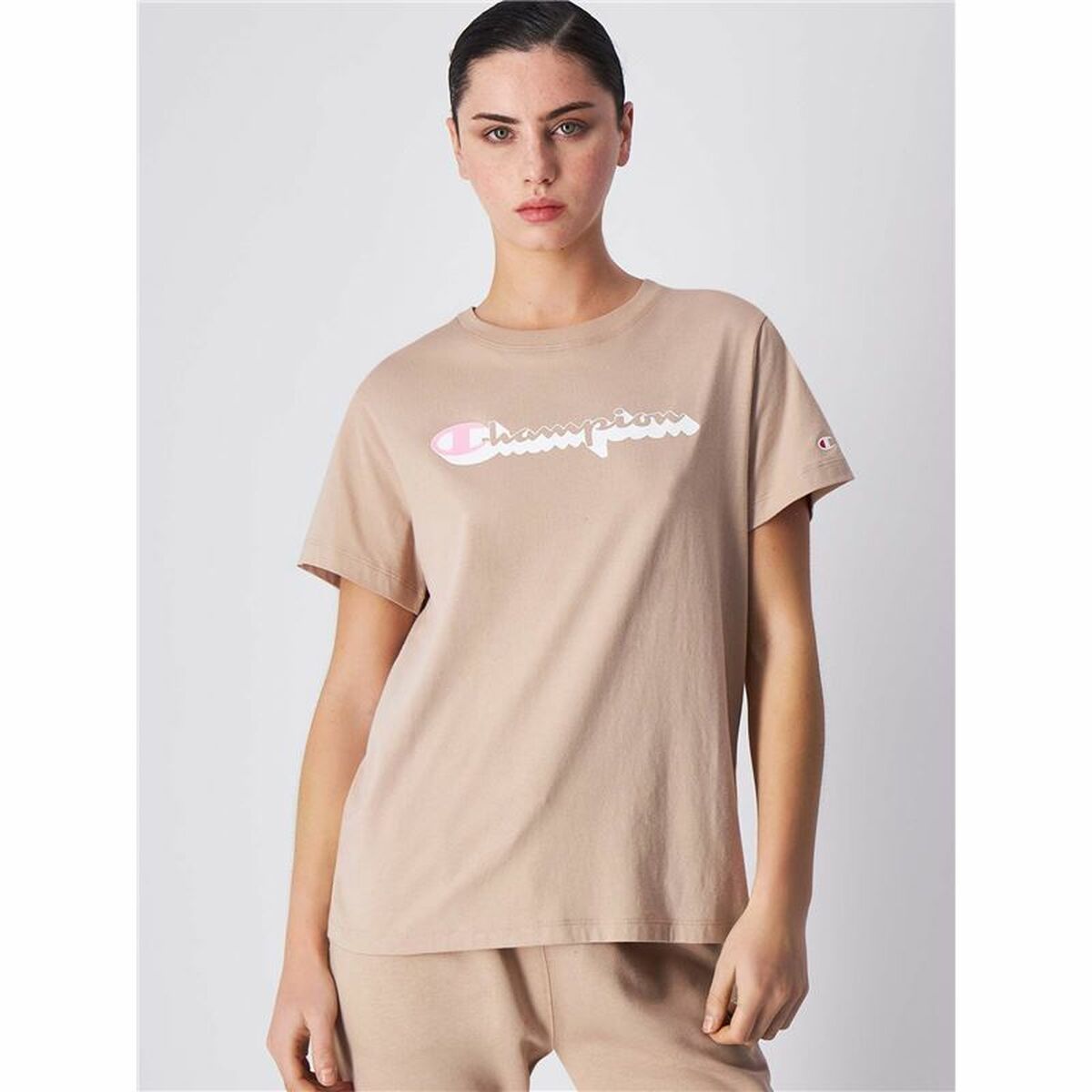 Tricou Sport cu Mânecă Scurtă Champion Alb cald