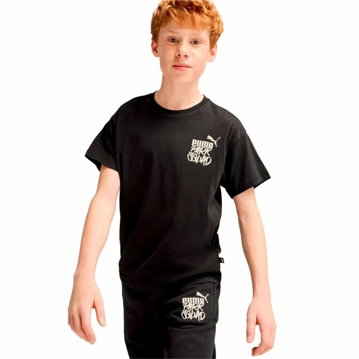Tricou cu Mânecă Scurtă pentru Copii Puma Essenntials+ Mid 90S Graphic Negru