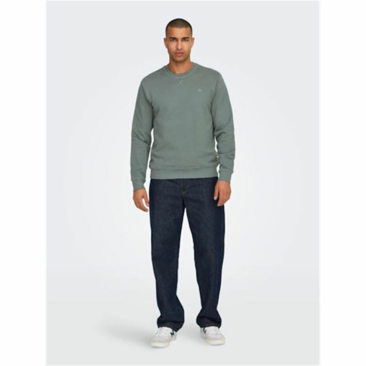 Hanorac fără Glugă Bărbați Only & Sons Onsdan Unshed Reg Crew Neck Verde inchis