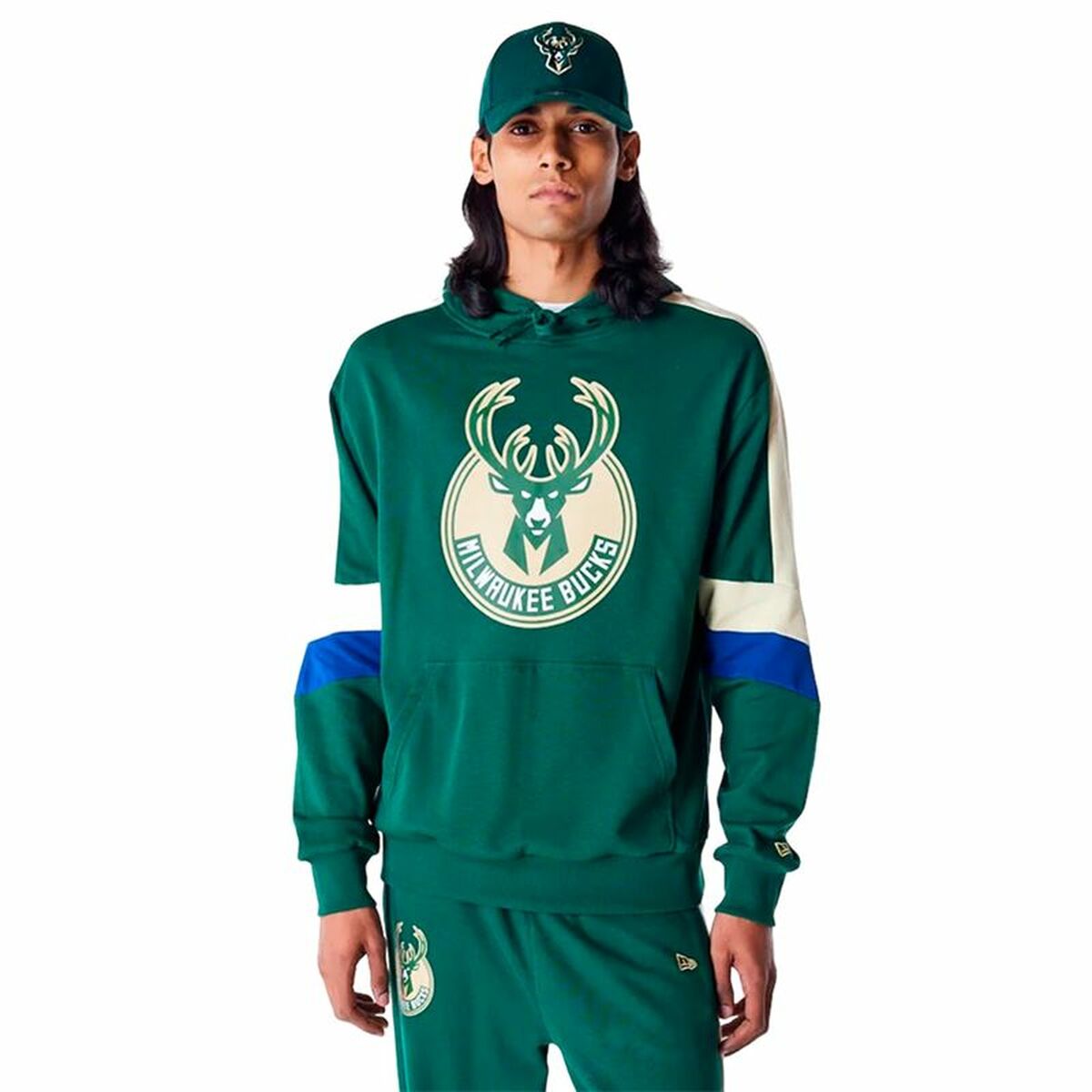 Hanorac cu Glugă Bărbați New Era COLOUR BLOCK OS Milwaukee Bucks