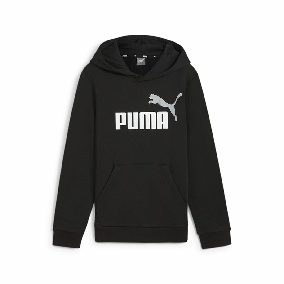 Hanorac cu Glugă Copii Puma Essentials+ 2 Col Big Logo Negru